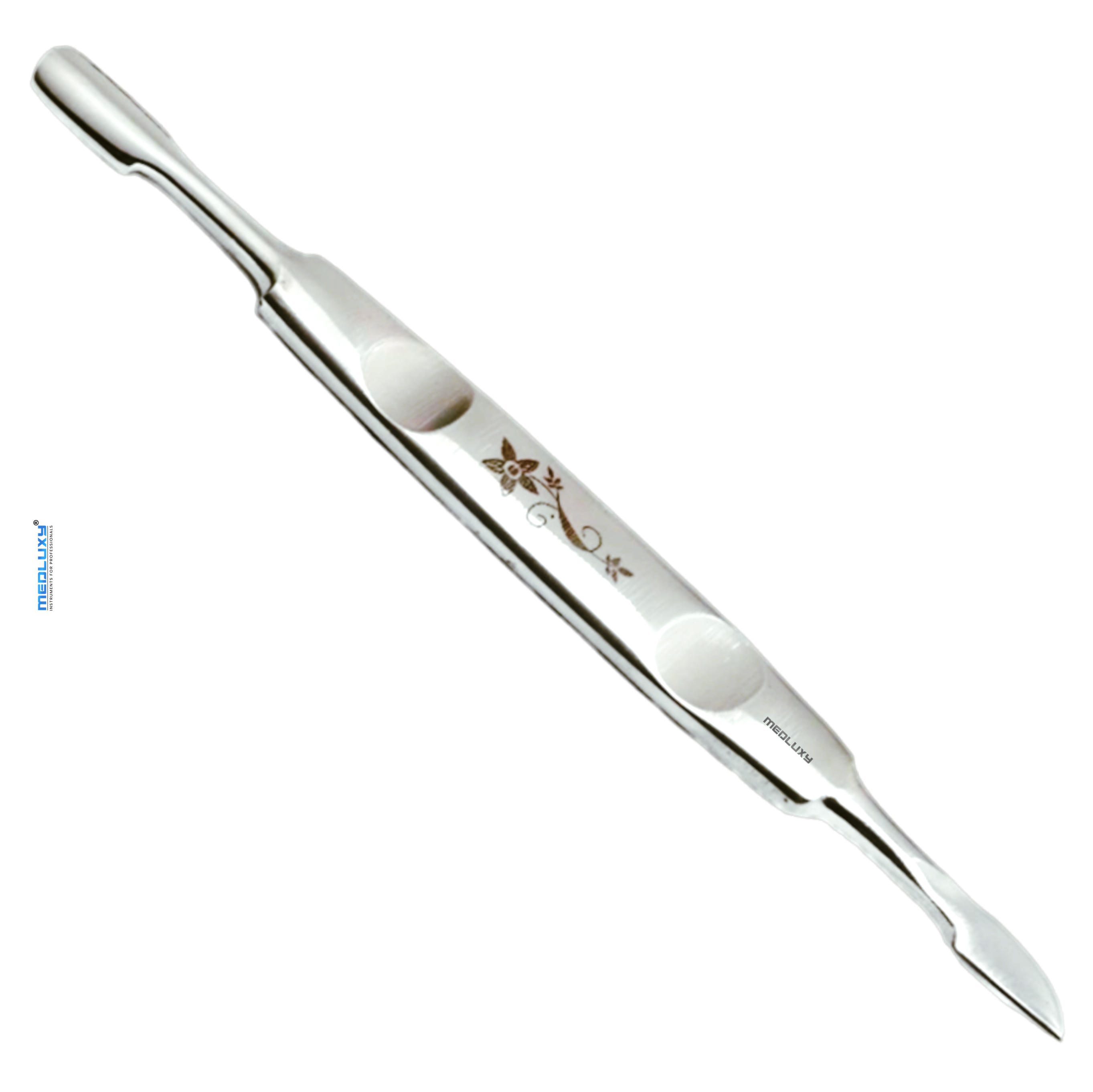 Medluxy Pro - Cuticle Pusher & Cleaner - 12 cm - Flower Design - MP0007 (Cuticle Pusher & Cleaner, Cuticle Pusher with Cuticle Remover)